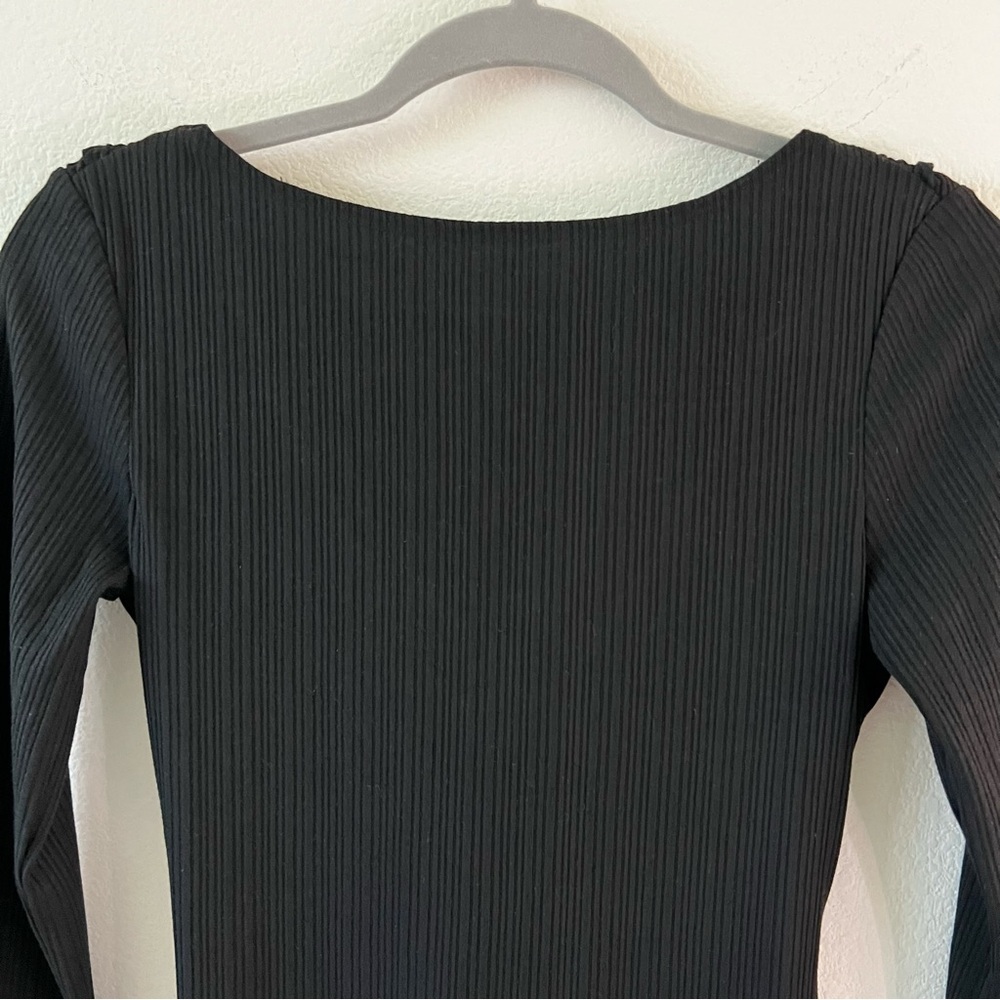 NWT Reformation Nessa Ribbed Midi Dress Black Long Sleeve Twist Back S - Picture 8 of 16
